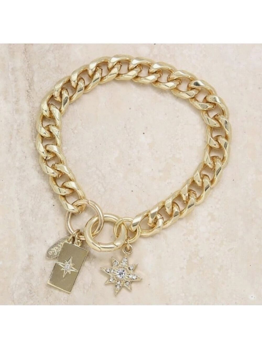 Ettika Starry Charms 18k Gold Plated Chain Link Bracelet - Picture 4 of 7